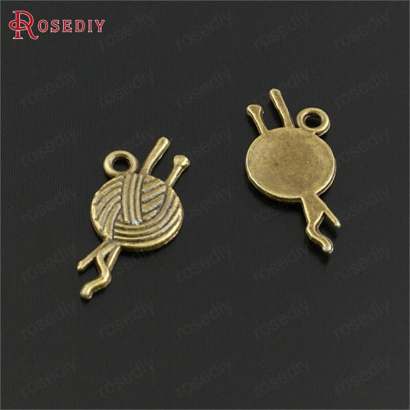(20746) in Lega di zinco Pulsante Spool Ago Per Cucire Ruota Che Gira Righello Nappe Lane E Filati Abbigliamento Modello di Lavoro A Maglia Pendenti E Ciondoli Più Stili: 23101-25x11MM 50PCS