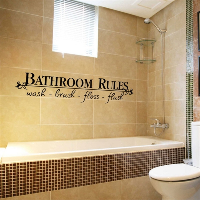 Bathroom Art DIY Toilet Rules Waterproof Quote Word Wall Stickers Bathroom Removable Sticker Wallpaper Home Bath Decal Decor
