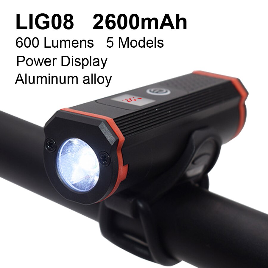 Newboler 2400 Lumen Fiets Licht Led Koplamp Fiets Lamp Usb Oplaadbare 5200Mah Mtb Fiets Licht Zaklamp Fiets Accessoires: LIG008