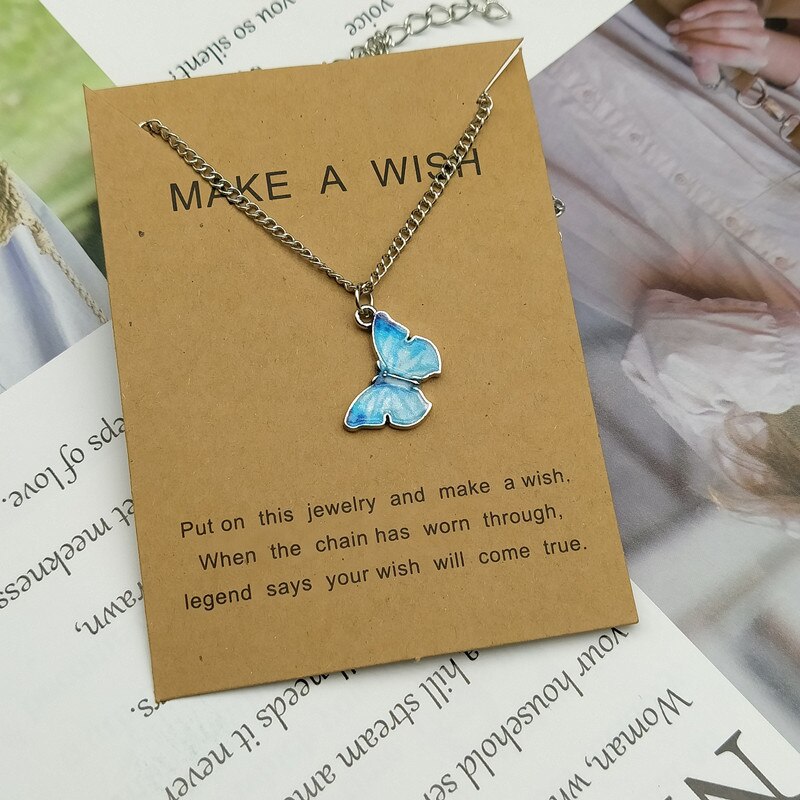 Women Necklace Blue Purple Color Pendant Popular Neck Jewelry For Friend Delicated Necklace: SE