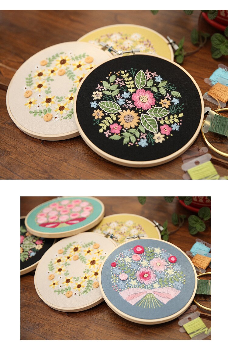 Europa diy blomsterbroderi starter sett med ramme til nybegynner håndarbeid sett korssting serie kunst håndverk sy dekor