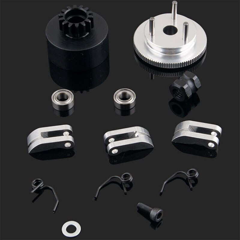 Rc clutch bell 14t gear leje clutch sko fjedre kegle & motor møtrik svinghjul forsamling til 1/8 rc model nitro bil hpi hsp traxxa