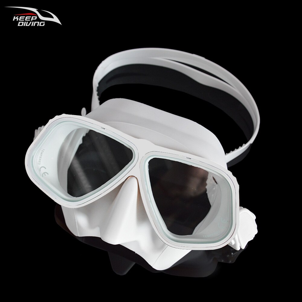 Gratis Duikbril Ultra Low Volume Snorkelen Bril Kleur Aluminium Frame Duikbril Voor Scuba Dive: White
