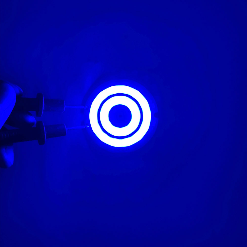 Luz LED de 3V, 50mm de diámetro, Chip COB redondo, lámpara LED de doble anillo, bombilla LED de 3,7 V y 5W para luces de trabajo DIY, iluminación de decoración del hogar: Azul