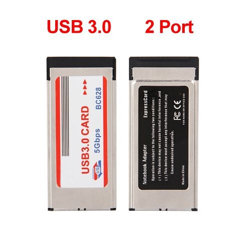 2 Port USB 3.0 Express Card Adapter Hub Cardbus for Laptop-CAA