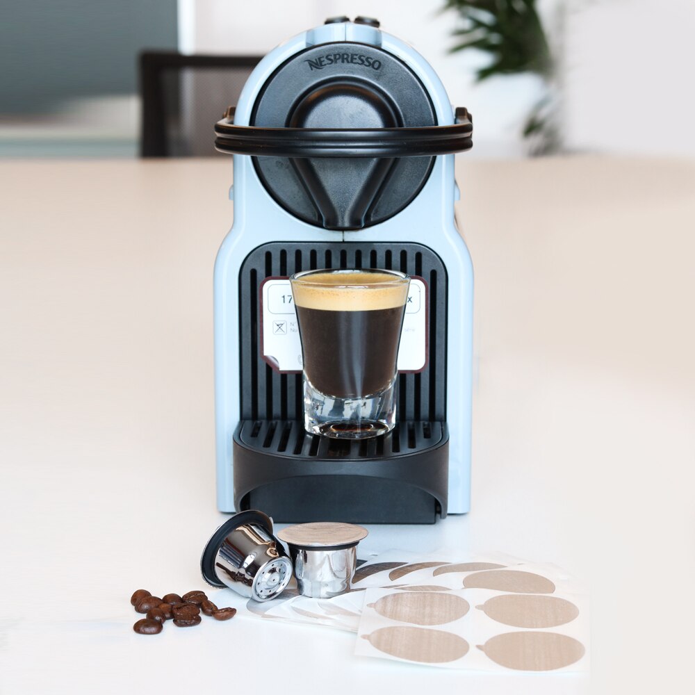 reusable for Nespresso coffee capsules stainless steel with disposable aluminum seals easy to clean reusable cup body