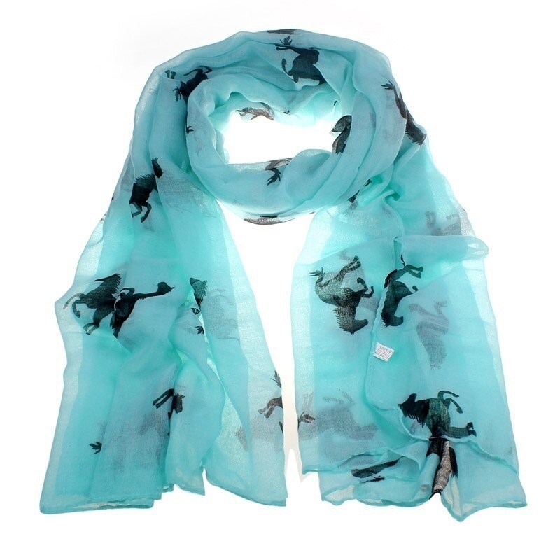 Mode Stijlvolle Vrouwen Running Horse Print Lange Sjaal Wrap Stole Voile Chevron Infinity 180Cm X 100Cm 1 stuk