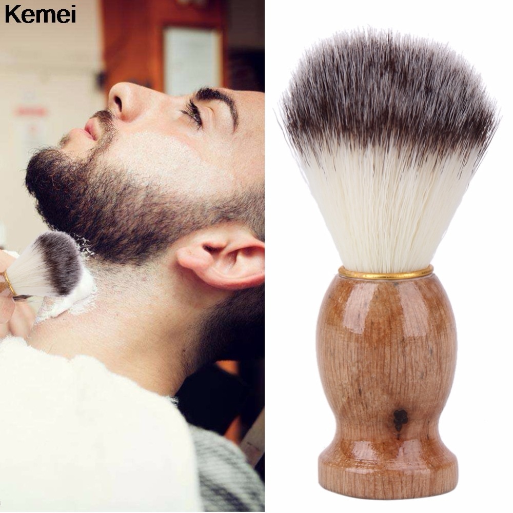 Brocha de afeitar para Barba, salón de belleza para hombres, herramienta de afeitado, cepillo de afeitar con mango de madera