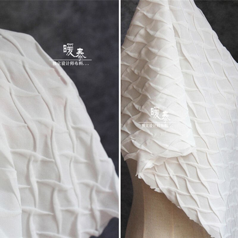 Plisseret chiffon stof skalaer tekstur tredimensionelle folder diy patchwork hjem indretning nederdel kjole håndværk stof 83*70cm