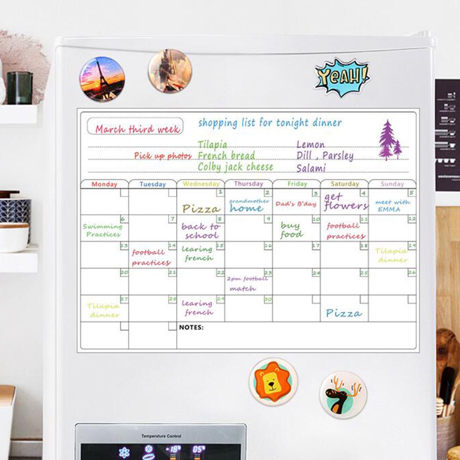 40# Erasable Monthly And Weekly Schedule Magnetic Refrigerator Calendar Sticker Refrigerator Calendar Sticker Easy To Remember