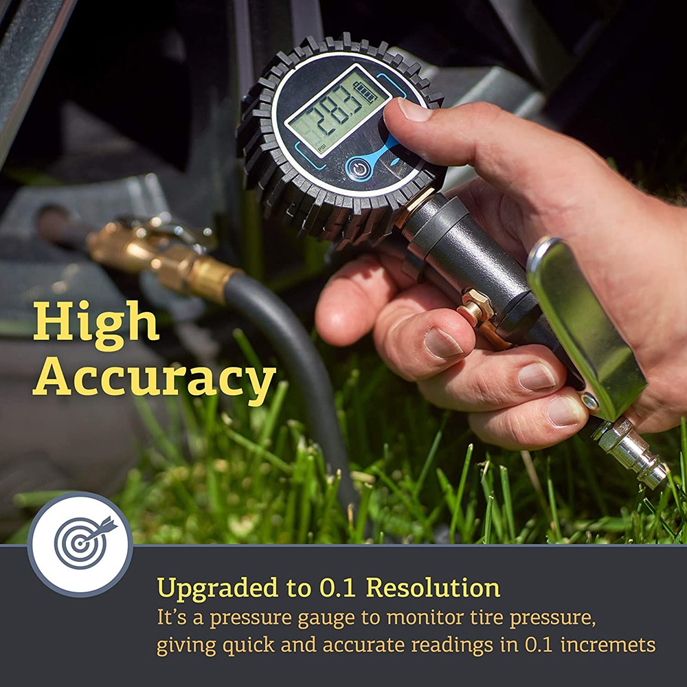 Digital Tire Inflator Pressure Gauge Air Compressor Pump Safe Sturdy Quick Connect Coupler For Car Truck Motorcycle