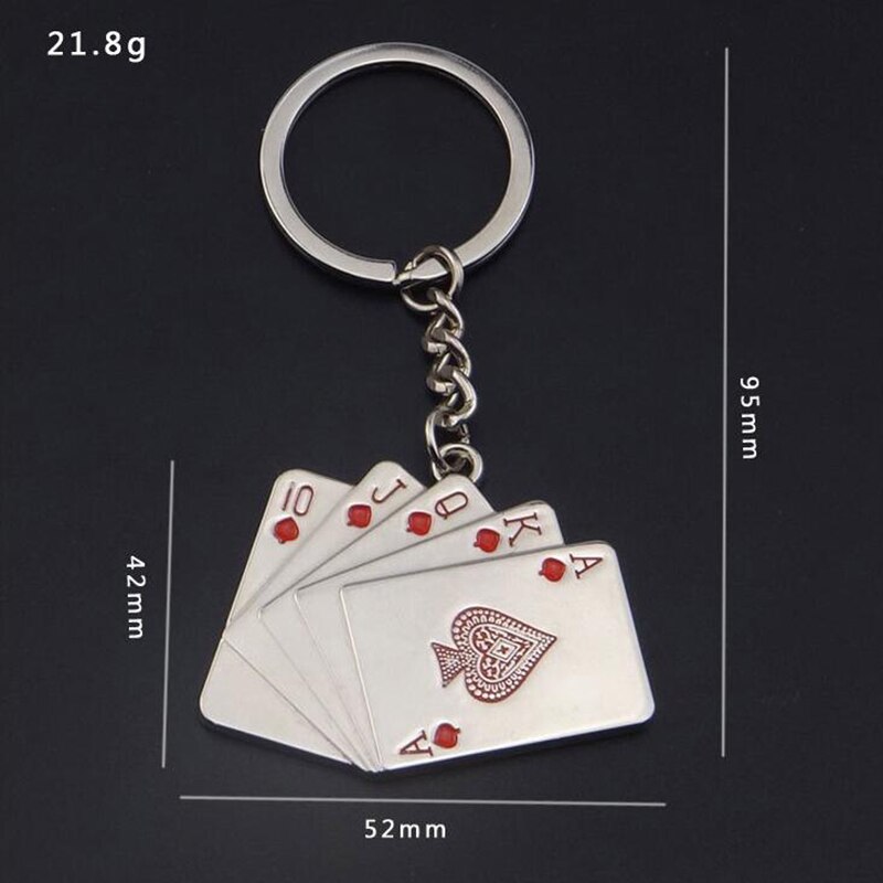 Sleutelhangers Voor Mannen Auto Tas Sleutelhanger Rvs Sieraden Straight Flush Texas Hold&#39;em Poker Speelkaarten Mode