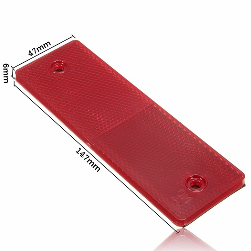 1Pcs Truck Motorfiets Lijm Rechthoek Plastic Reflector Reflecterende Waarschuwing Plaat Stickers Veiligheid Teken Rood/Wit