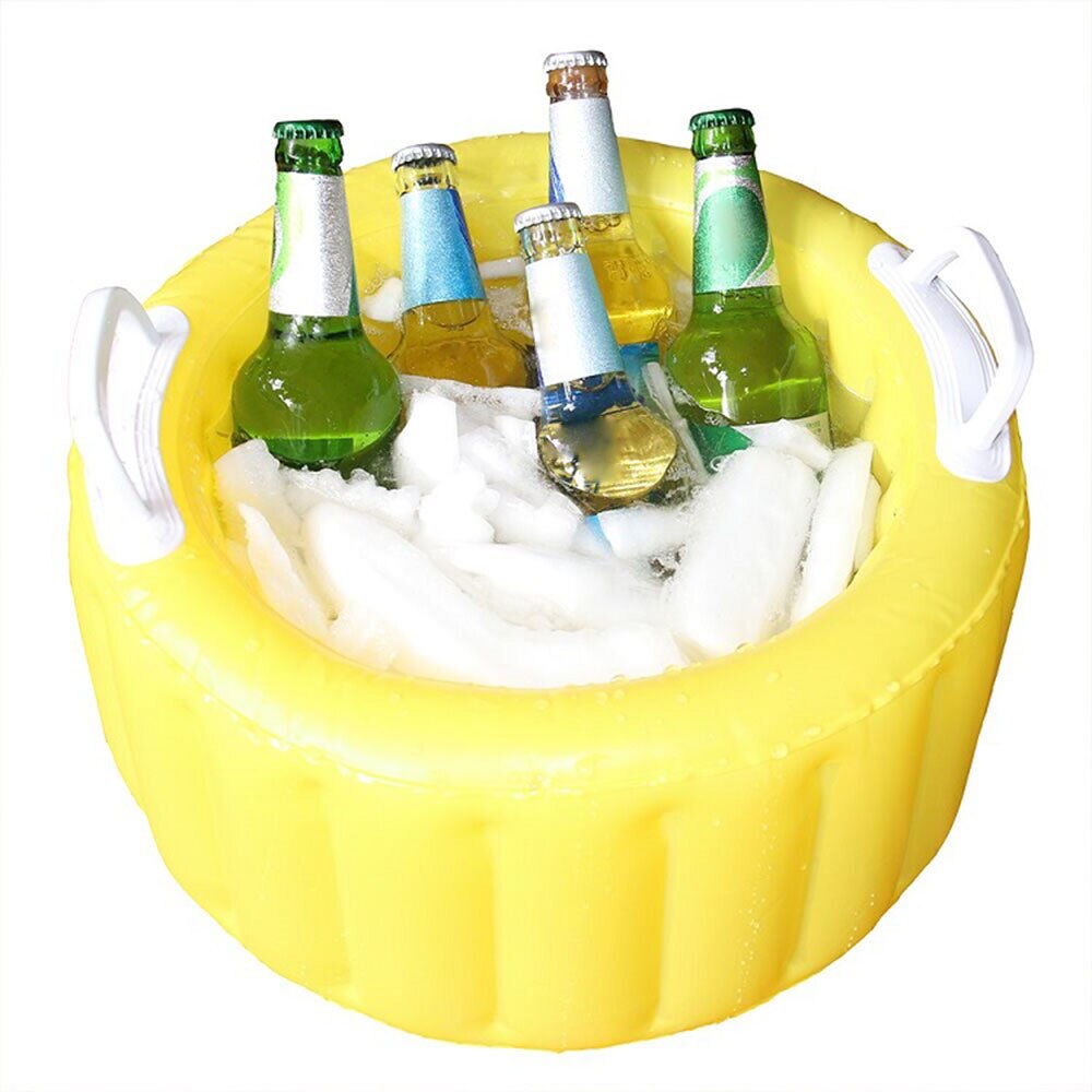 Summer Inflatable Beer Cooler Bucket Pool Float Water Party Air Float Ice Bucket: Yellow