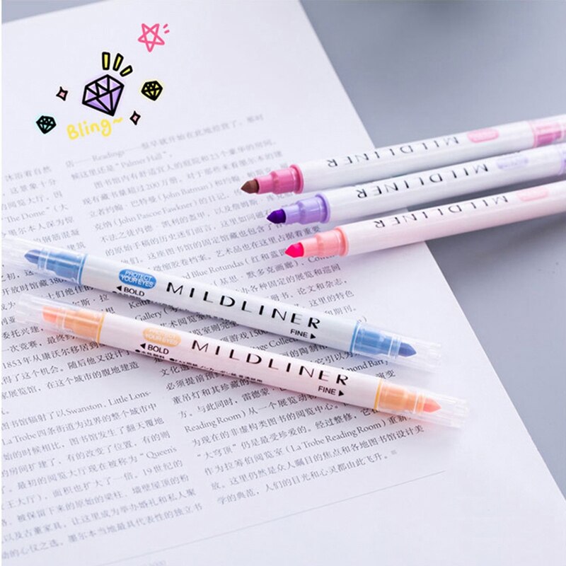 JIANWU 12pcs/set cute Double head fluorescent pen milkliner