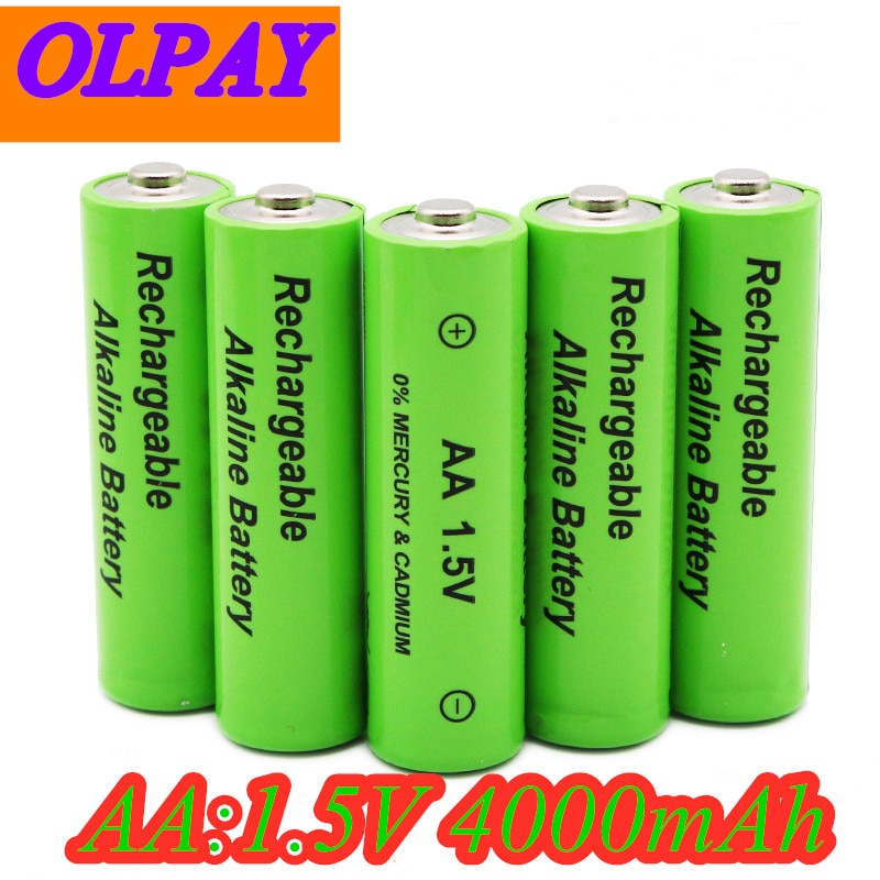 Batería recargable AA de 4000mAh, 1,5 V, pila alcalina recargable para juguete con luz led, mp3, 20 unidades por lote