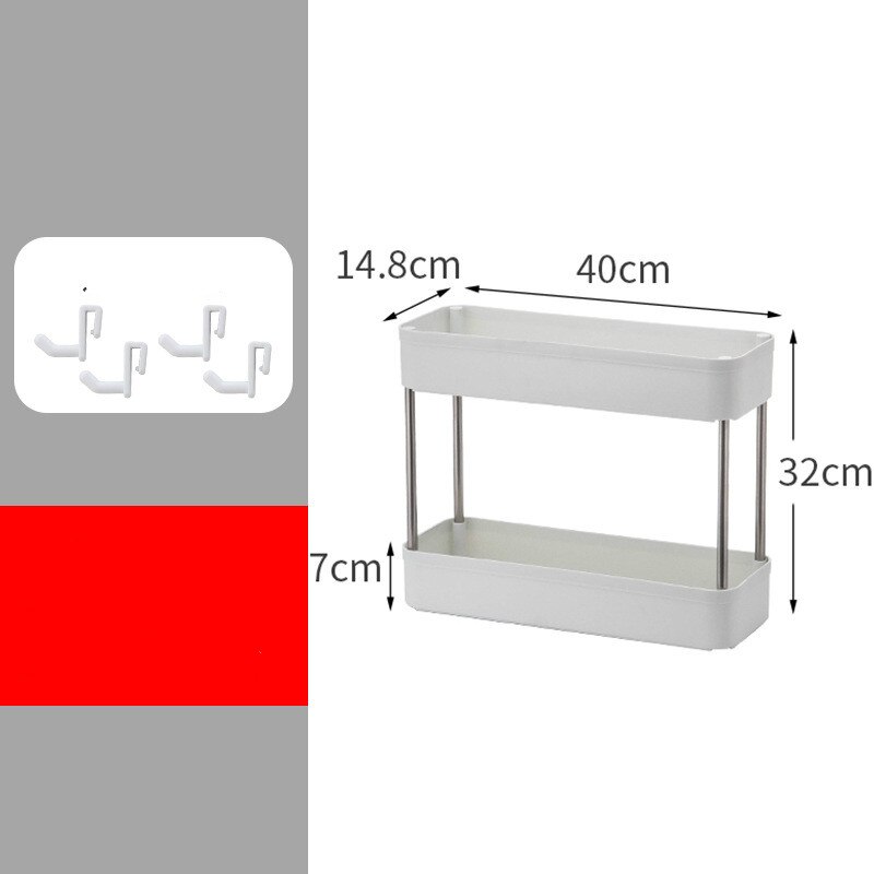 2/3/4 Layer Gap Kitchen Storage Rack Slim Slide Tower Movable Assemble Plastic Bathroom Shelf Wheels Space Saving Organizer: S Nowheels 2 floors