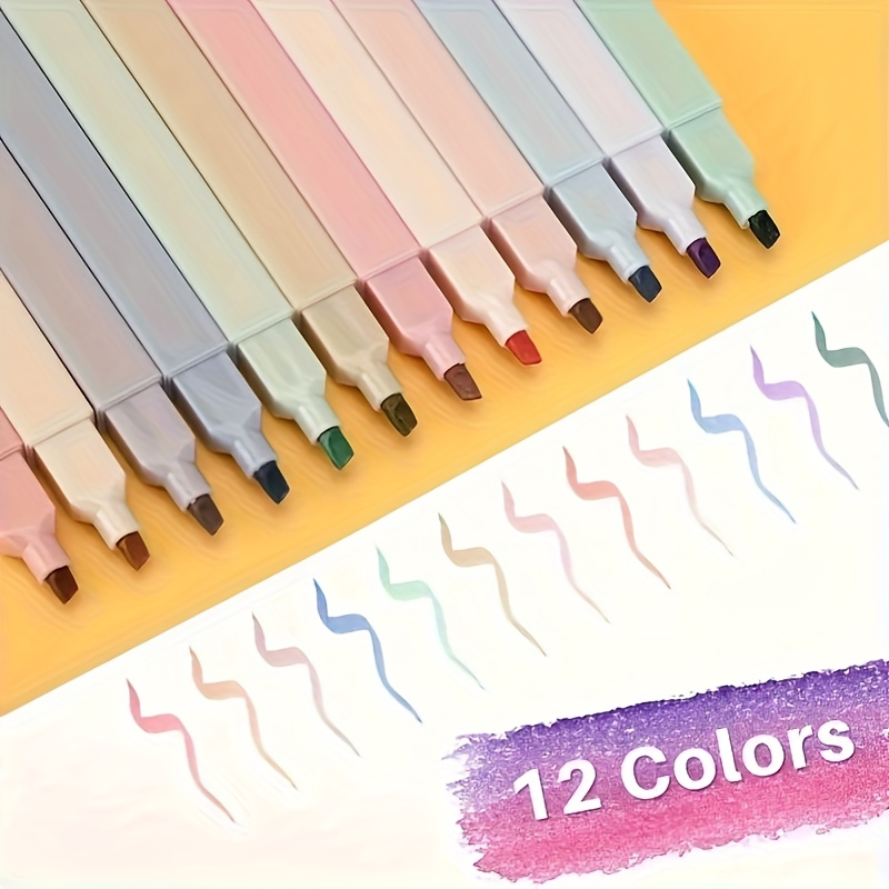 Highlighters Cute Pastel Pens 12 Colors Bible Pens No Bleed With Soft Tip Aesthetics Pens Markers Kawaii Stationary For Students