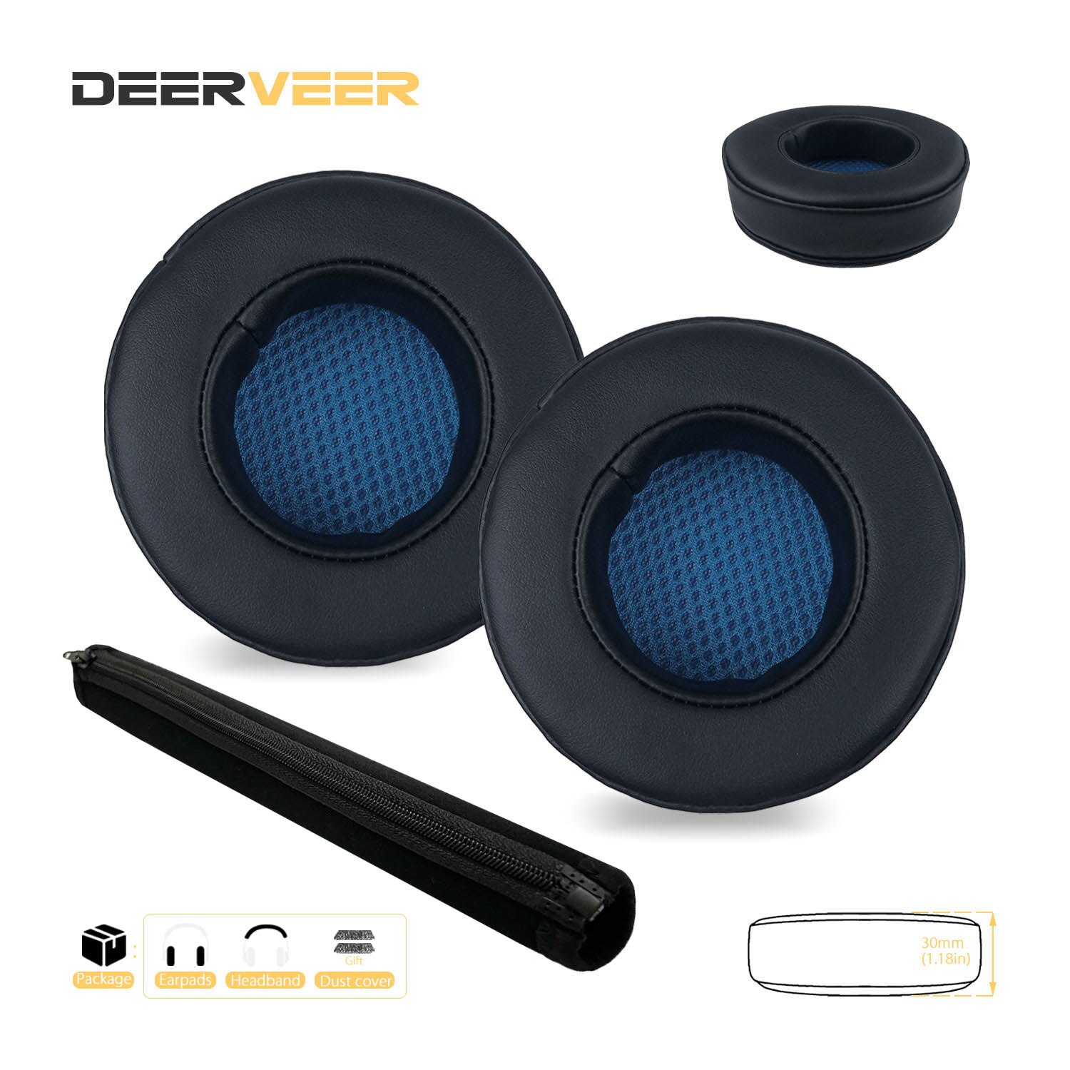 DEERVEER-almohadillas de repuesto para auriculares Bluedio T5, T4, T4S, cojines de espuma viscoelástica gruesa, diadema: 8 and band