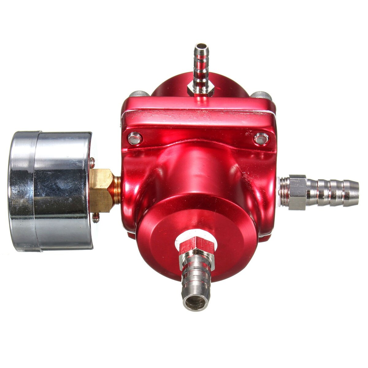 Produktbild von CarBole Auto Kraftstoffdruckreglerl Einstellbar, 1-140PSI Einstellbar Benzindruckregler Aluminiumlegierung Mit Manometer Schlauch,Rot