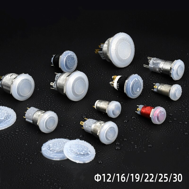 Capuchon étanche à bouton-poussoir en métal, 12mm 16mm 19mm 22mm 25mm 30mm, housse de protection en Silicone, anti-poussière