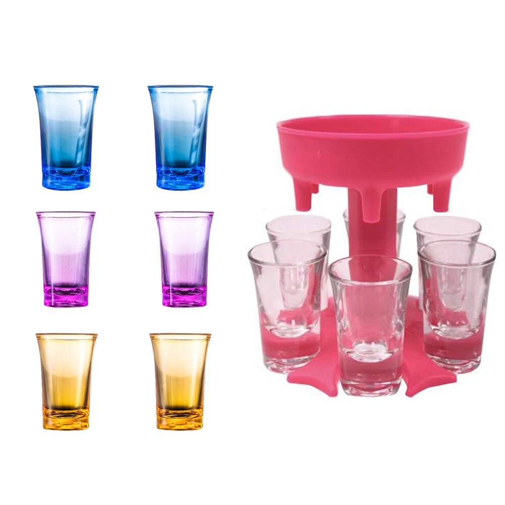 Portable 6 Shot Glass Dispenser Holder Fast Wine Glass Dispenser Beer Dispenser Caddy Liquor Dispenser Party Bar Accessory