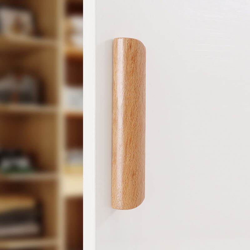 1Pc Cabinet Drawer Handles Knobs Door Window Kitchen Cupboard Wardrobe Dresser Pulls Furniture Hardware Natural Solid Wood