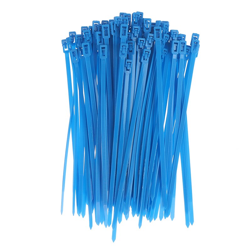 100Pcs 200Mm Nylon Losmaakbare Kabelbinders Gekleurde Kunststoffen Zelfsluitende Herbruikbare Loop Wrap Zip Ties Bundel Ties: BL