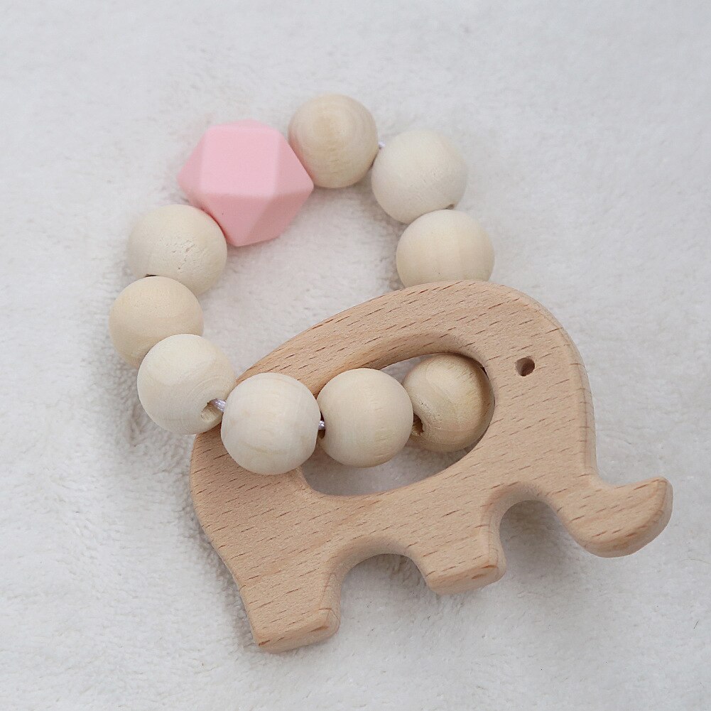 Baby bijtring Pasgeboren Chewable Verpleging speelgoed Baby Bijtring Armband Kettingen houten decoratie Natuurlijke stop Zuigen Duim YZL021: YZL021G