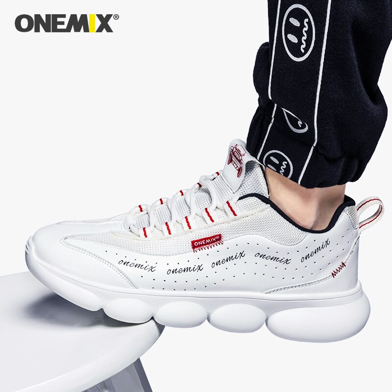 Onemix lette joggesko for menn pustende mesh sommer fritidskomfort hvit sport pappa sko mann plattform gå joggesko