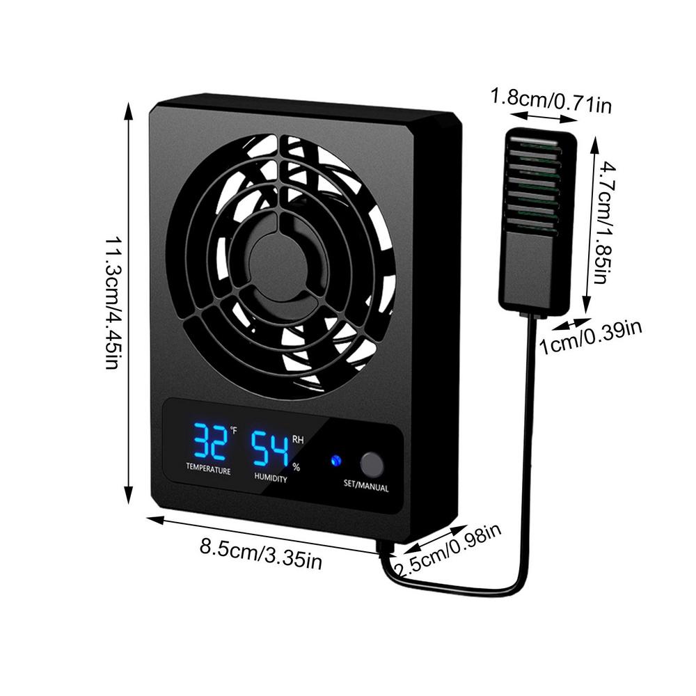 Temperaturgesteuerter Lüftungsventilator für Reptiliengehäuse, intelligenter Lüfter mit LED-Anzeige, geräuscharm, für Amphibien, Schlangen: Leopard