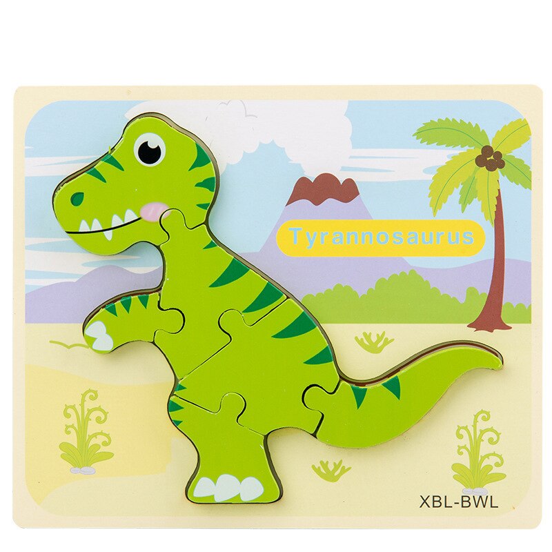 Wooden Puzzle Kids Toy Baby Wood Jigsaw Puzzles Cartoon Dinosaur Animal Early Educational Toys For Children: Tyrannosaurus