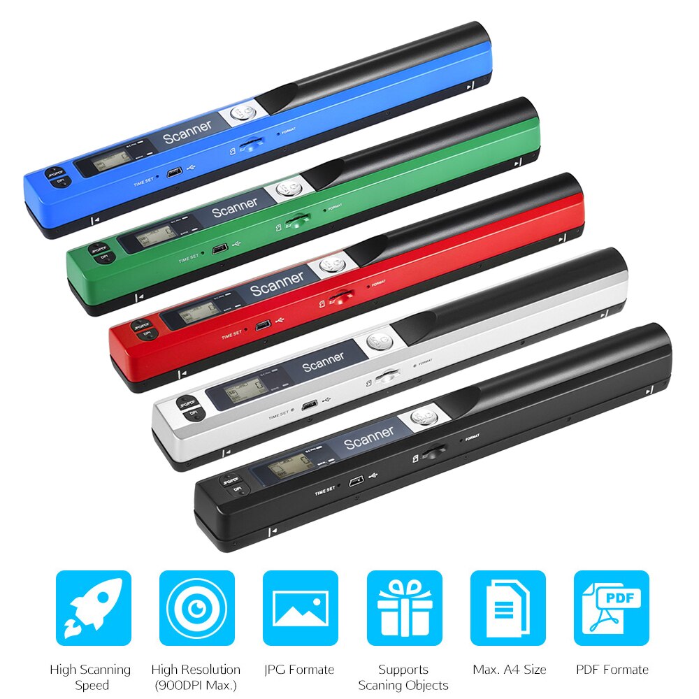 A4 Scaner Portable Mini document Scanner JPG/PDF Format Document Image Iscan Handheld Scanner A4 Book Text Scanner LCD Display