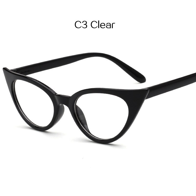 Gafas de sol YOOSKE de ojo de gato, gafas de sol Retro de tamaño pequeño, gafas de sol estilo ojos de gato, cristales transparentes, montura de gafas Vintage para mujer: Clear