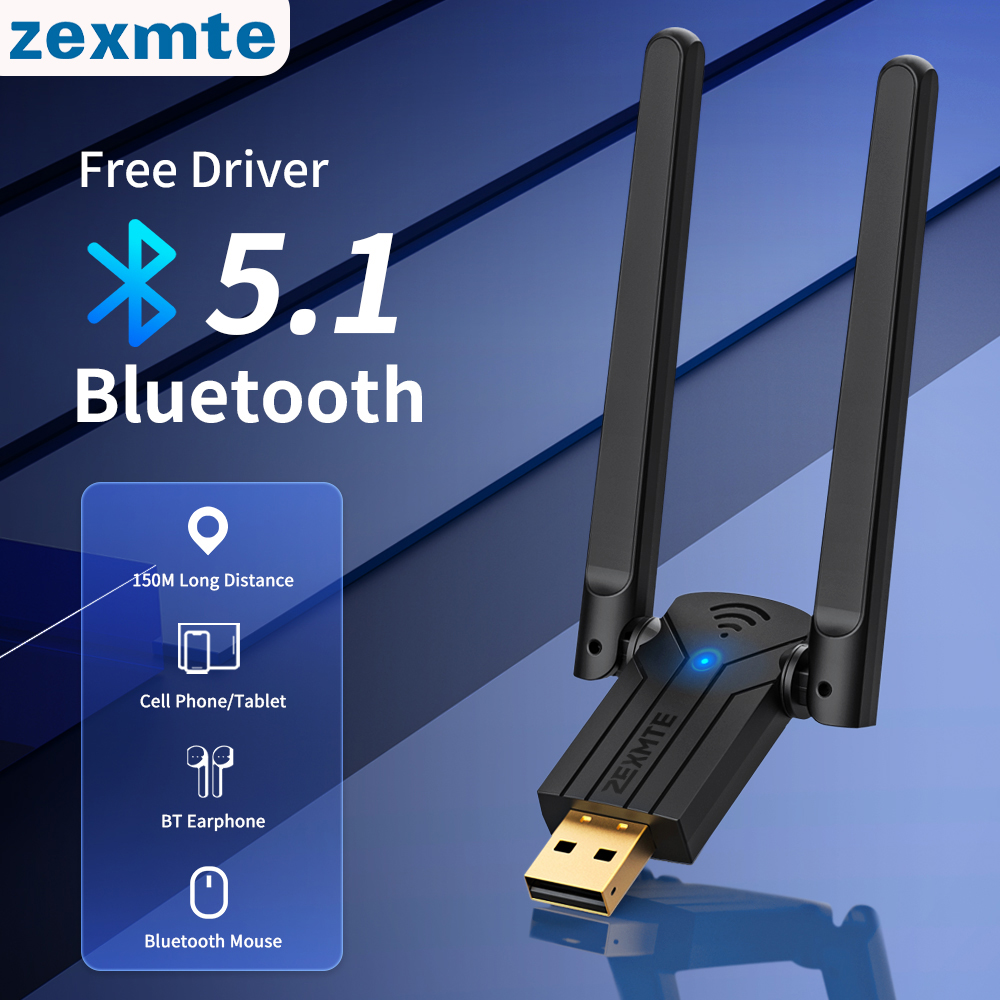 Zexmte 150M Adapter Bluetooth dwuzakresowy nadajnik USB 5.1 Bluetooth odbiornik Audio darmowego sterownika dla wygranej 10/11 Adaptador