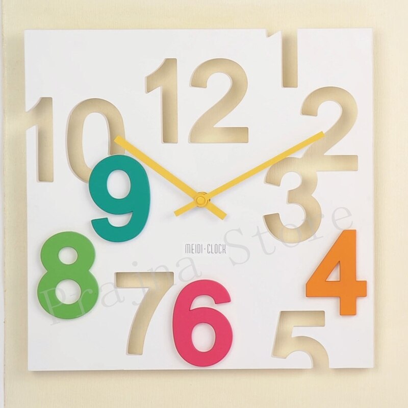 Square Large Wall Clock Modern Digital 3D Decorative Novelty Wall Clock Big Silent Wall Clocks Home Decor 30cm Hollow