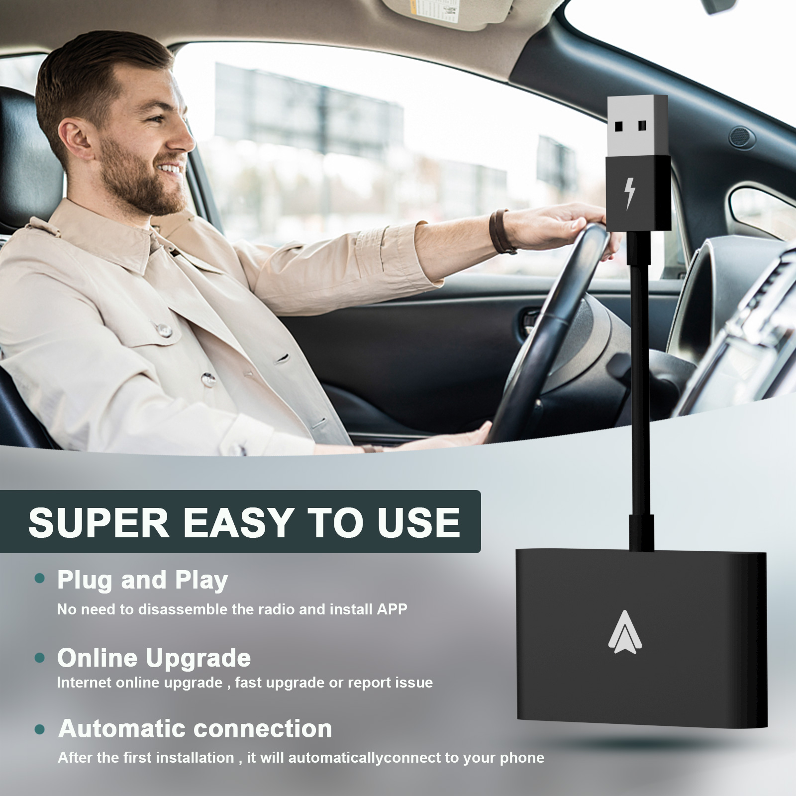 Adaptateur/Dongle sans fil Android Auto, convertisseur filaire vers sans fil pour adaptateur de voiture sans fil d'usine OEM