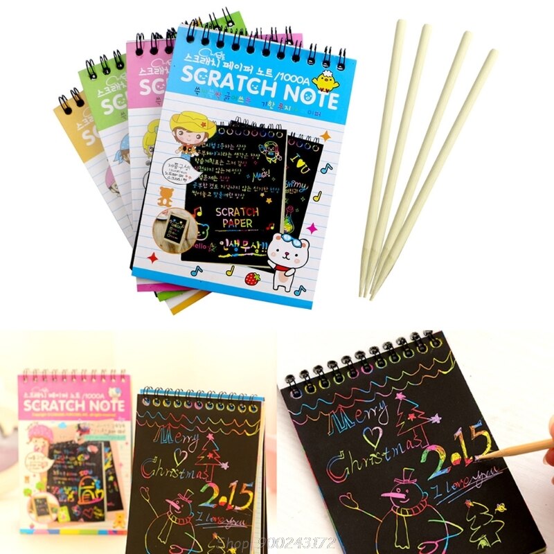 Scratch Note Zwart Karton Creatieve Diy Draw Schets Notities Voor Kid Speelgoed Notebook D08 20