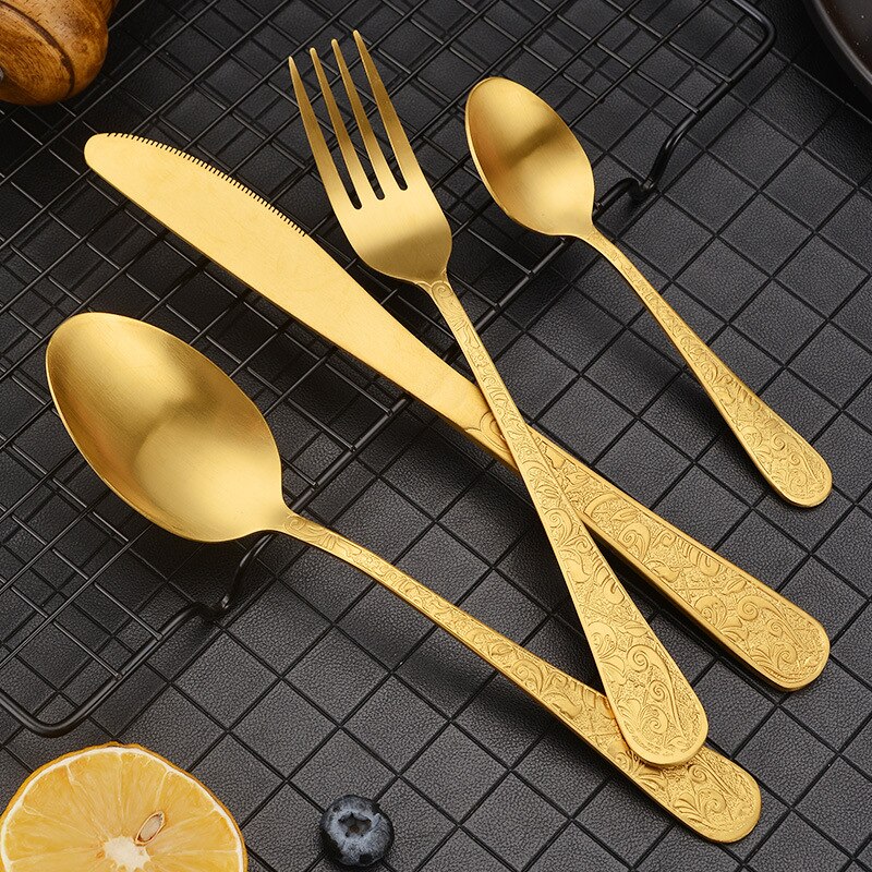 Ensemble de couverts en acier inoxydable de , couteau, fourchette, cuillère, soulagement du Steak, décoration de cuisine à domicile, pour amis