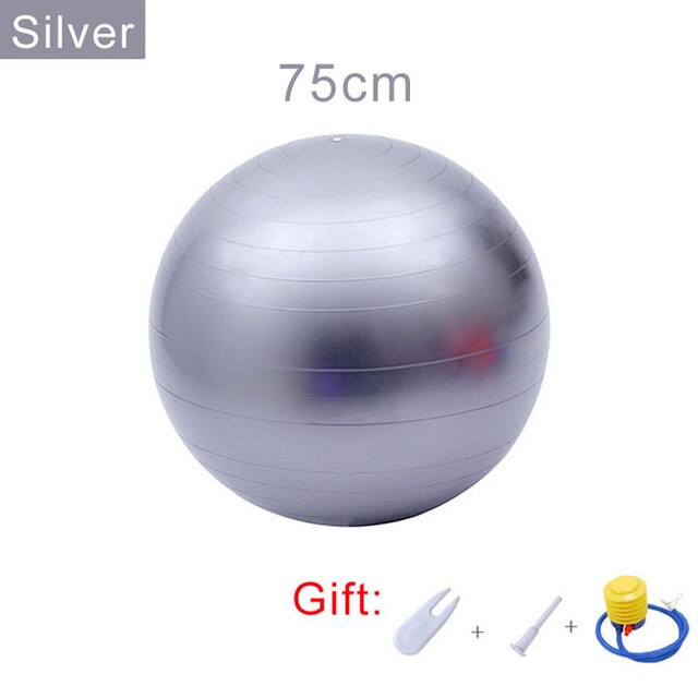 SONGYI Yoga Ball Pilates Fitness Balance Ball Gymnastic Pregnant Woman Exercise Fitness Midwifery PVC Ball 55/65/75 CM: Silver-75cm