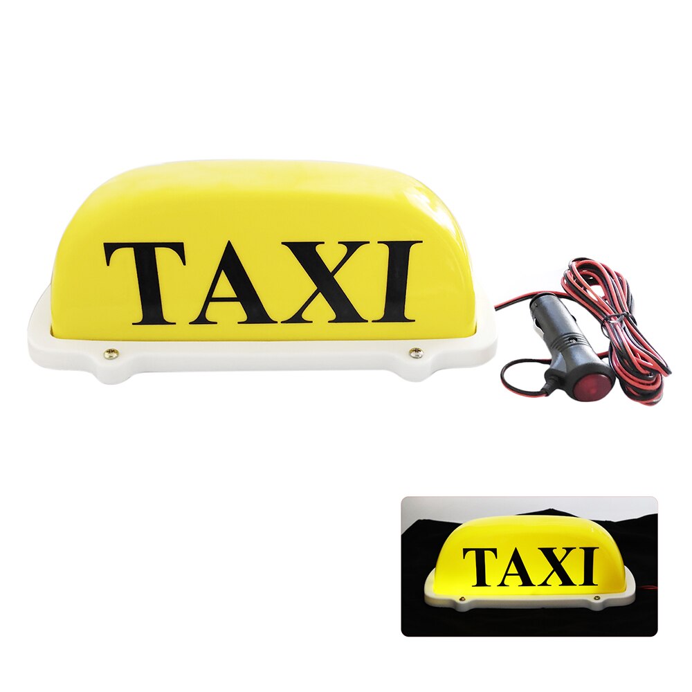 Lampe De Toit Taxi 12V - Tiiyee - LED Super Brillante, Base Magnétique Et Ventouse - Étanche - Jaune Ou Blanc