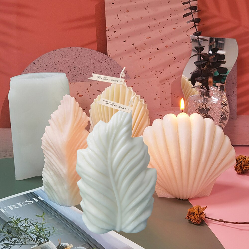 Leaf-Vormige Zeewier Shell Geurende Kaars Siliconen Mal Diy Handgemaakte Zeep Gips Hars Maken Mould Home Decoratie Ornamenten