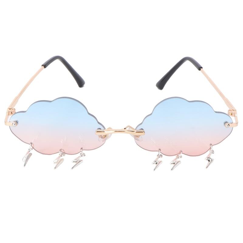 Gaga haus solbriller uden damer skyer flash steampunk solbriller mænd rammeløse festbriller nuancer  uv400 damer streetwear: Myntegrøn