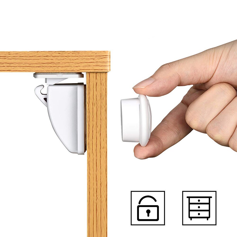 Magnetic Cabinet Locks Baby Safety Invisible Child Kids Proof Cupboard Drawer Locks L5