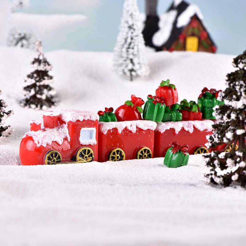 Christmas elk snowman sleigh deer car micro landscape snow decoration locomotive compartment resin decoration