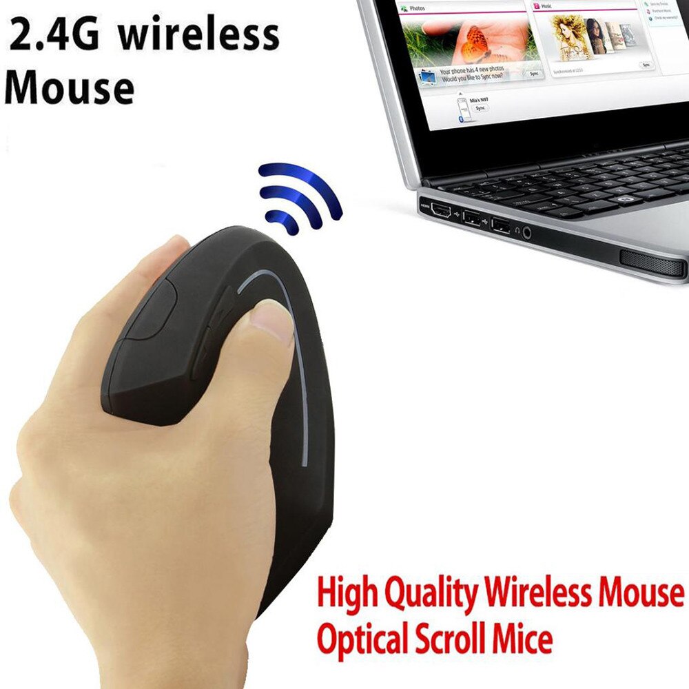 2.4Ghz Left-Hand Wireless Optical Mouse 6 Buttons 2.4G Wireless Ergonomic Vertical Mouse Left hand Optical 1600DPI Gaming Mouse
