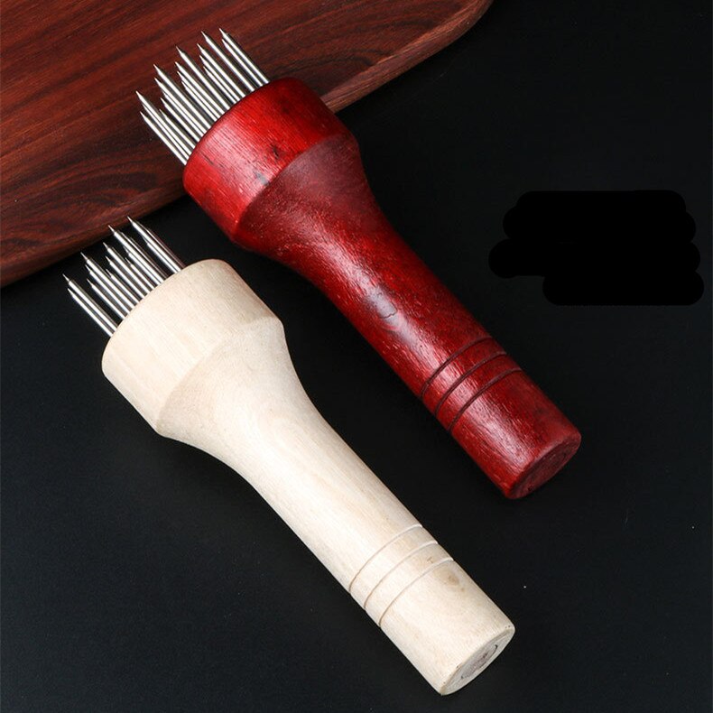 Stainless Steel Meat Needles Pounders With Wooden Handle Portable Meat Hammer Profession Meat Tenderizer Needle Meat Tools