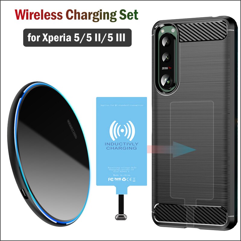 Draadloos Opladen Voor Sony Xperia 5 Ii Iii Qi Draadloze Oplader Met Usb Adapter Type-C Opladen Receiver Case zet En Lading