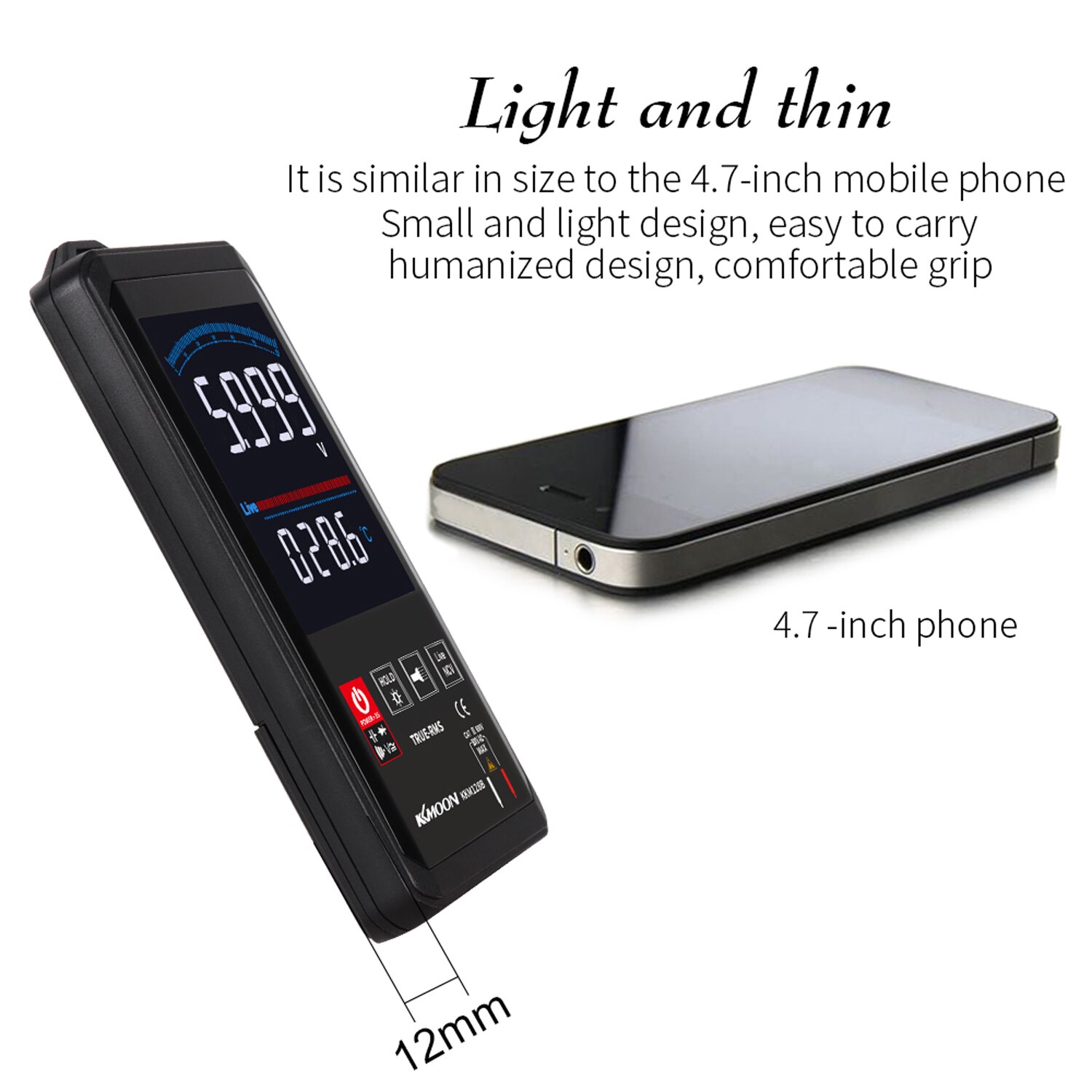 Kkmoon KKM128 4.7 Inch Aanraken Kleur Scherm Ultradunne Multimeter Spanning Frequentie Capaciteit Weerstand Meter 6000 Graven