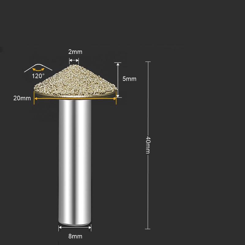 1 st. cnc-slipmaskin i solid hårdmetall med diamantsten för marmor, blåsten och sandsten, konskärare i bottenrelief: 30mm